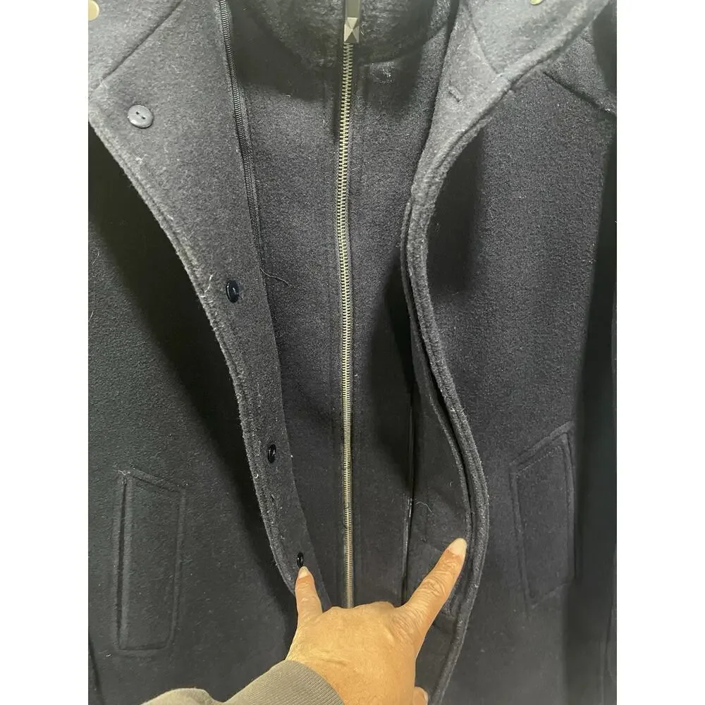 Paulo Solari Navy Blue Wool/Poly Blend Mens Pea Coat XL